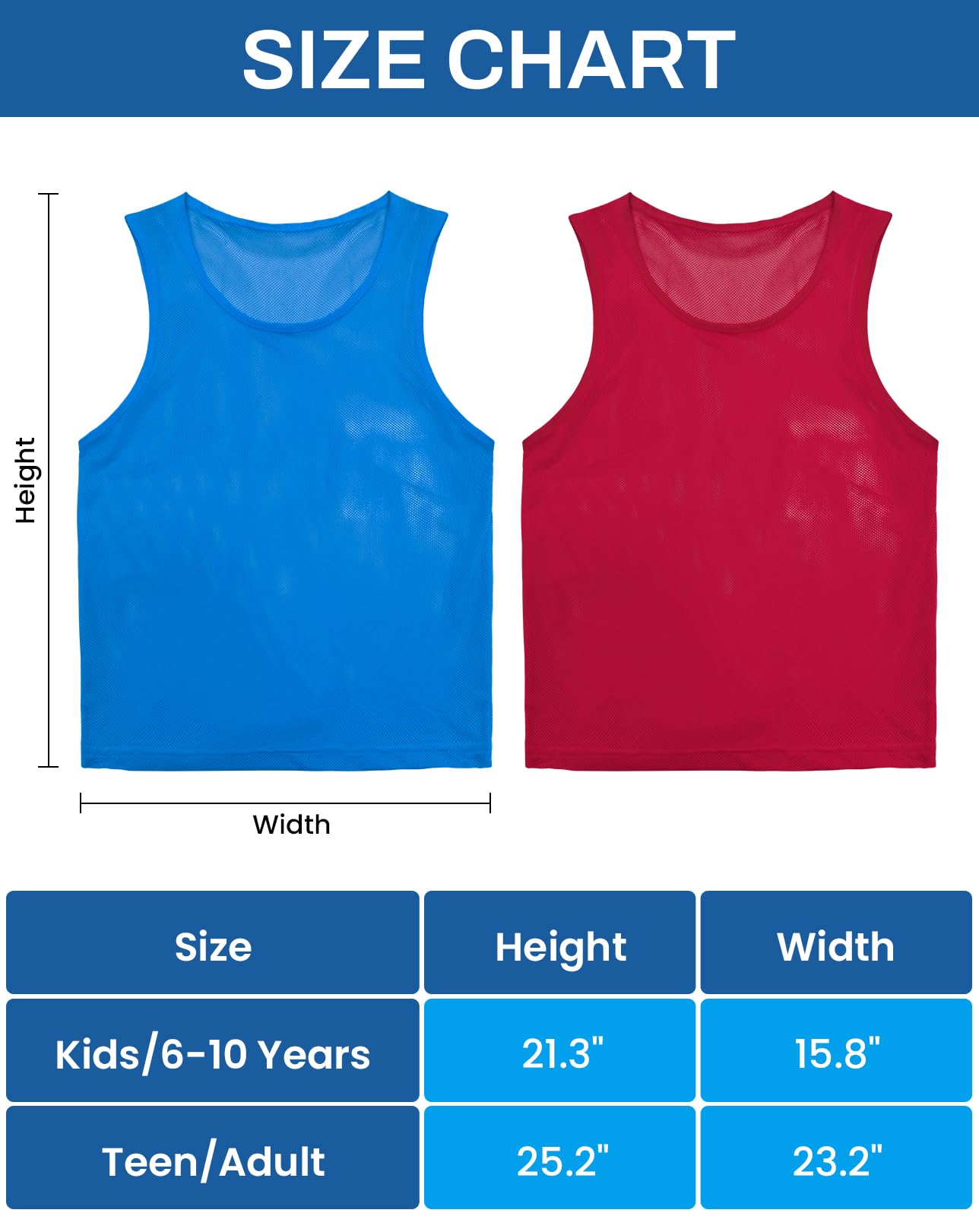 VOGRYE Pinnies Set of 12/24 Scrimmage Vests, Team Practice Sports for Child Youth/Adult, Lightweight Basketball Jersey