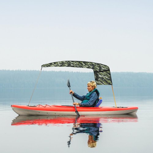 Kayak Sun Shade Canopy, Waterproof Single Person Sun Shade Portable Foldable Kayak Umbrella Canoe Awning Sun Shade Canopy for Kayak Outdoor Boat Canoe Fishing (Camouflage)