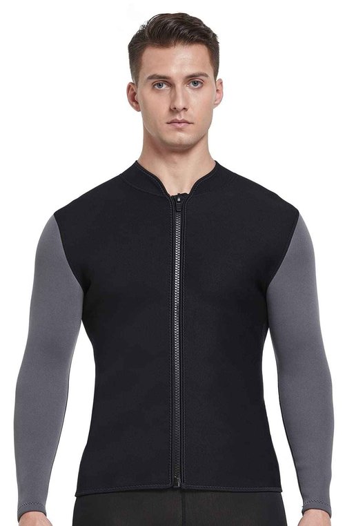 DEHAI Mens Women's Wetsuit Top Jackets, 2mm 3mm Neoprene Kids Wet Suit Long Sleeve Shirt and Youth Front Zip Sleeveless Vest, Water Sports Keep Warm for Diving Swimming Waterski Surfing