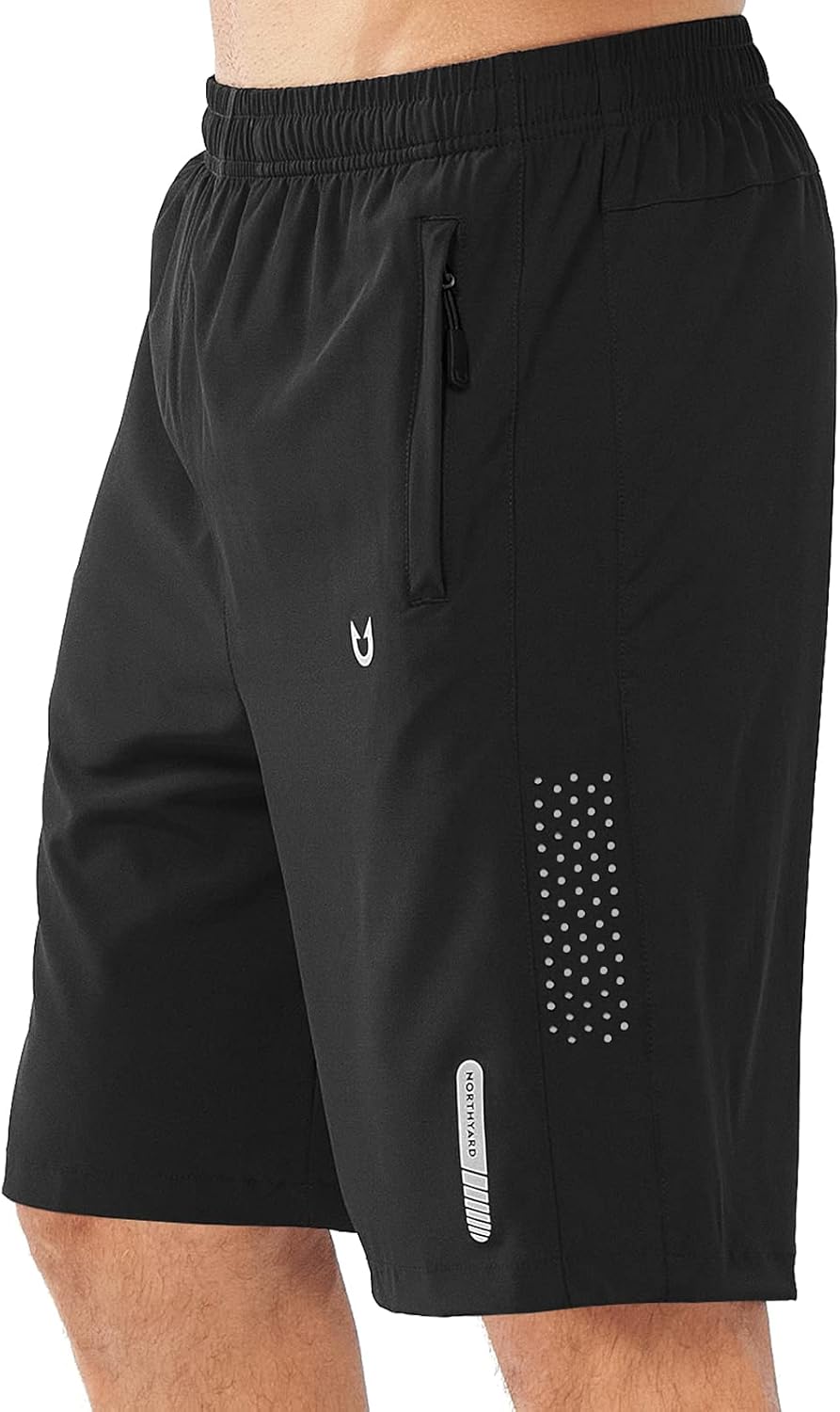 NORTHYARD Men's Athletic Running Shorts - Quick Dry Lightweight Gym Shorts with 3 Zipper Pockets | 7/9/5 Inch Options