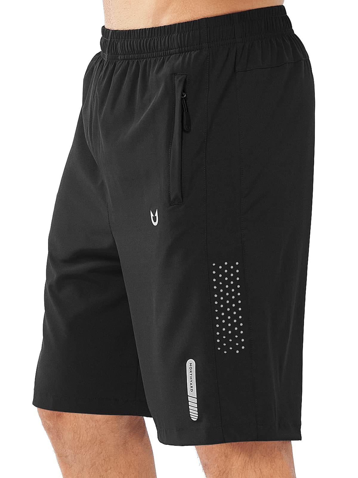 NORTHYARD Men's Athletic Running Shorts Gym Workout 7"/9"/5" Quick Dry Lightweight Sports Basketball Tennis 3 Zipper Pockets Black-9inch XL