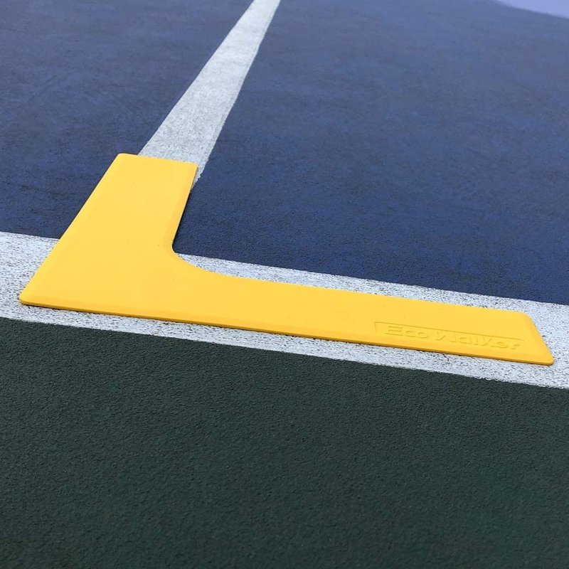 Eco Walker Court Lines Marker Kit Throw Down Markers Create Your Own Mini Pickleball Tennis Court (Blue-Yellow I L Shape)