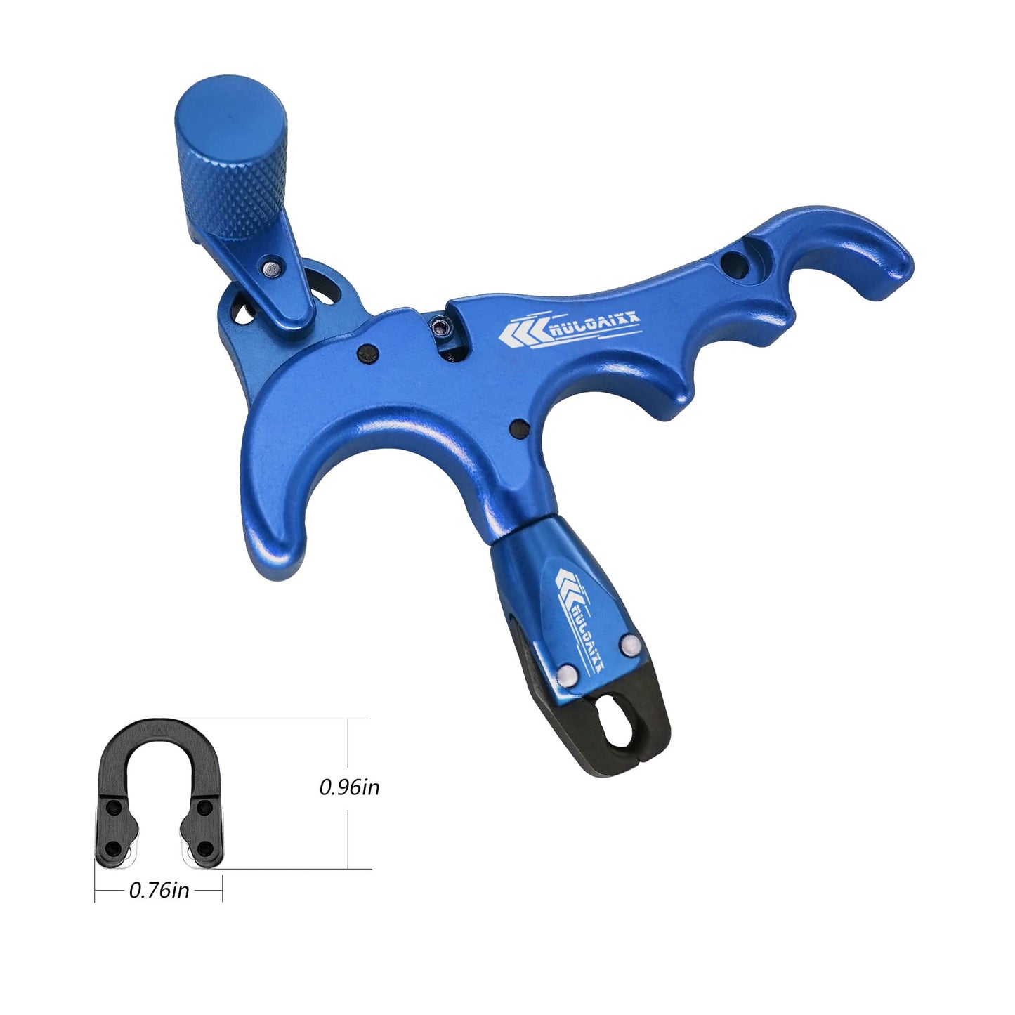 xxiaojun Compound Bow Aid Releaser and D Loop Rope，Adjustable Can Rotate 360° Thumb Release Bow Aluminum Alloy Aids，Archery Release Aids (4 Fingers - Bow Release -Blue)