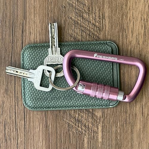 FresKaro 3inch Locking Carabiner Clips with a Twist Auto Lock, Heavy Duty Rated 2698lbs, Lightweight & Rustproof 7075 Aluminum, for Hammocks, Yoga Swings, Camping, Keychain or Backpacks. 2pcs, Pink.