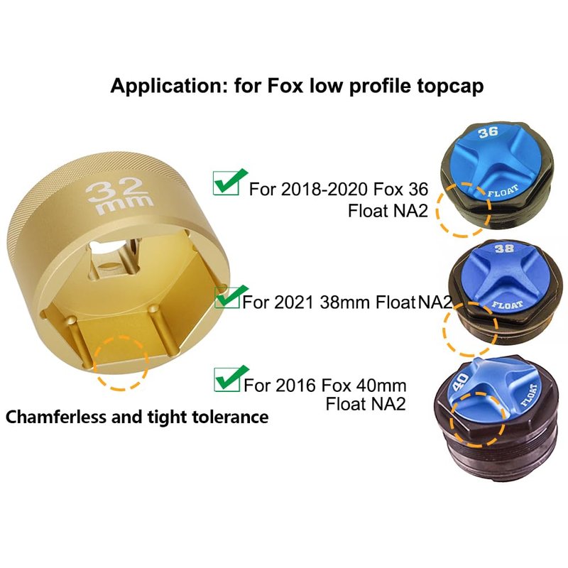 vbaxy 28mm Flat Socket Topcap Socket Chamferless Fork Socket for Fox Fork Suspension Service