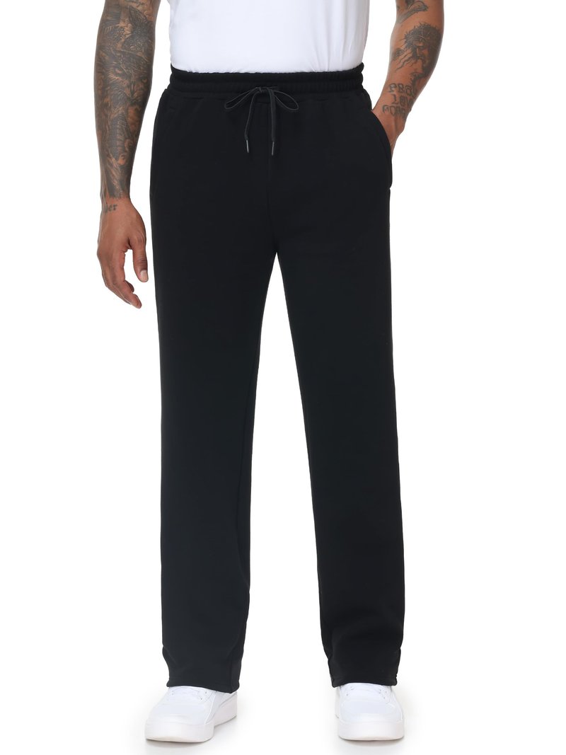 SEVEGO Tall Mens 34"/36"/38" Inseam Fleece Lined Winter Sweatpants Zipper Pocket Warm Extra Long Joggers Workout Pants,Black,L
