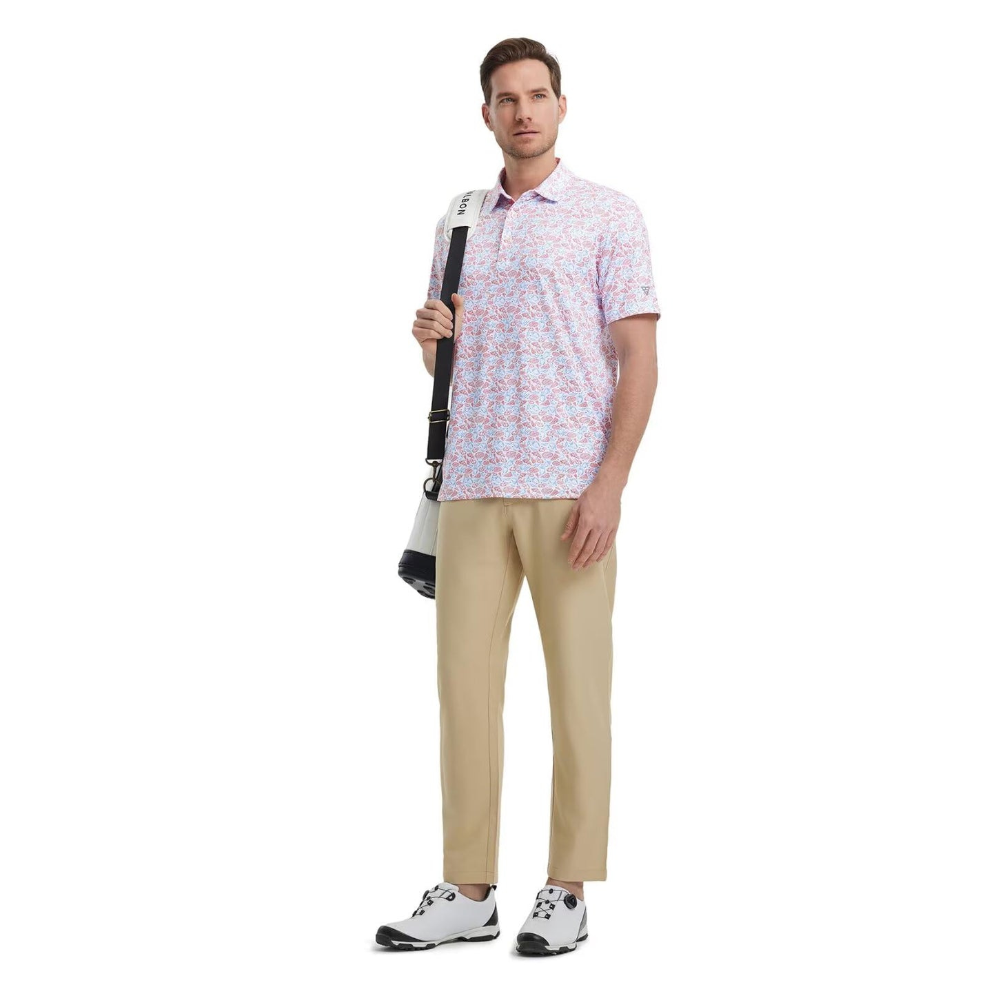 M MAELREG Golf Shirts for Men Dry Fit Print Patterns Performance Moisture Wicking Mens Polo Shirts Short Sleeve