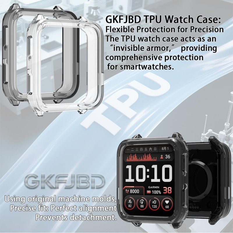 GKFJBD Compatible for Garmin Venu X1 Screen Protector & Case Set，HD TPU Soft Protective Film,Not Glass,Shockproof TPU Cover | Anti-Scratch, Ultra-Thin(Pack of 4+2)