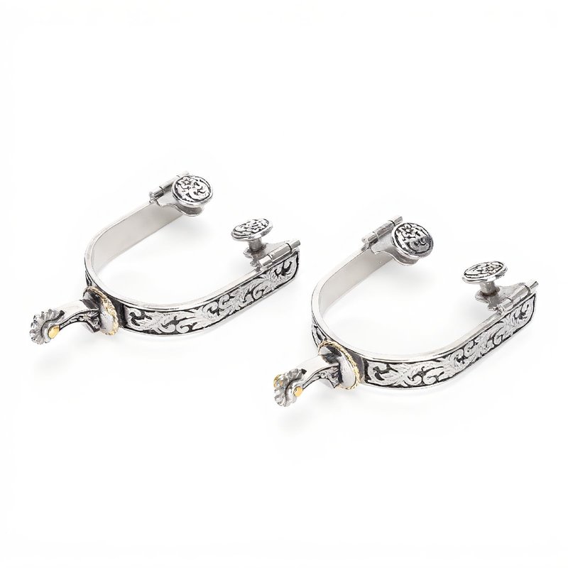 KUIDAMOS 1Pair Women Stainless Steel Spurs with Carved Decoraation for Boots Men and Women Spurs for Equestrian Training Spurs for Fuetes y Cuartas