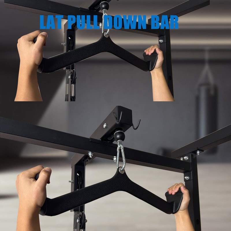 BLUSLM LAT Pulldown Attachments, LAT Bar Cable Machine Attachment,T-bar V-bar, LAT Pull Down Bars, Back Tricep Bar Strength Training Handle for Home Gym Fitness (Style 03)