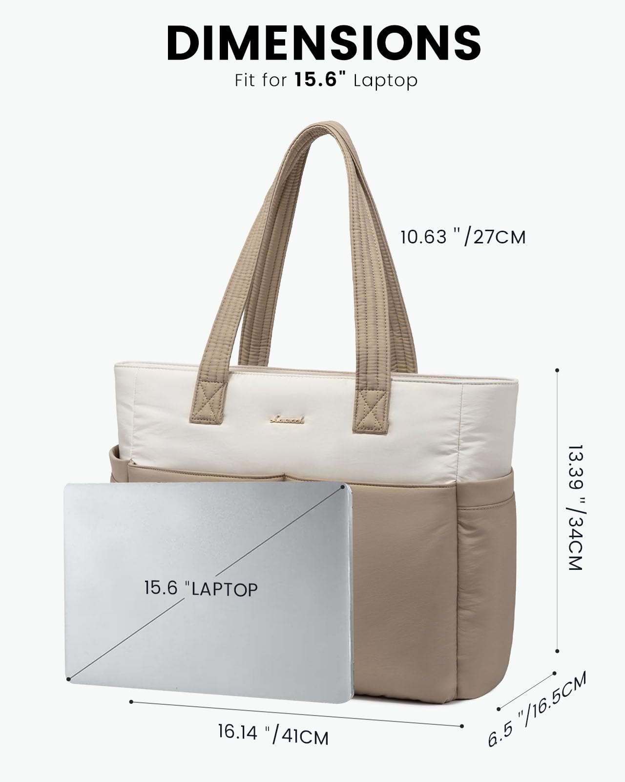 LOVEVOOK Puffer Tote Bag with 8 Pockets&Cosmetic Bag, Waterproof Work Bag for Women, Puffer Tote for Women Work, Travel, Gym