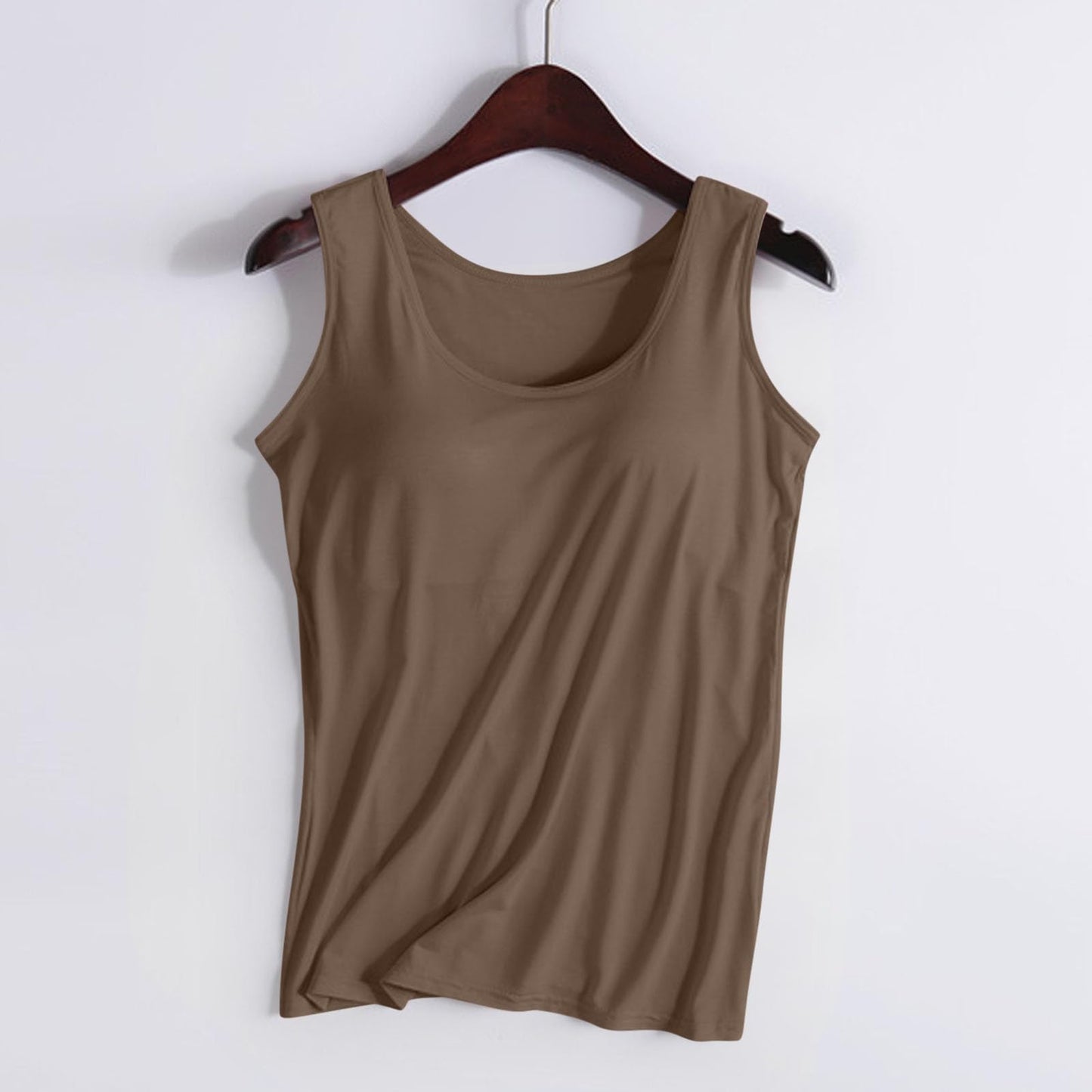 Prime Big Deal Days 2024, Workout Crop Tank Tops for Women, Built in Bra Tank Tops for Women 2024 Summer Casual Adjustable Spaghetti Strap Camisole Cotton Padded Workout Tops Khaki