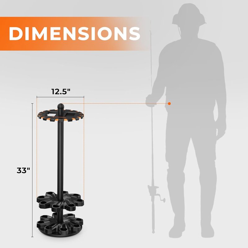 KastKing V16 Fishing Rod Holder - Space-Saving Floor Rack for 16 Rods | Durable ABS Foam Organizer
