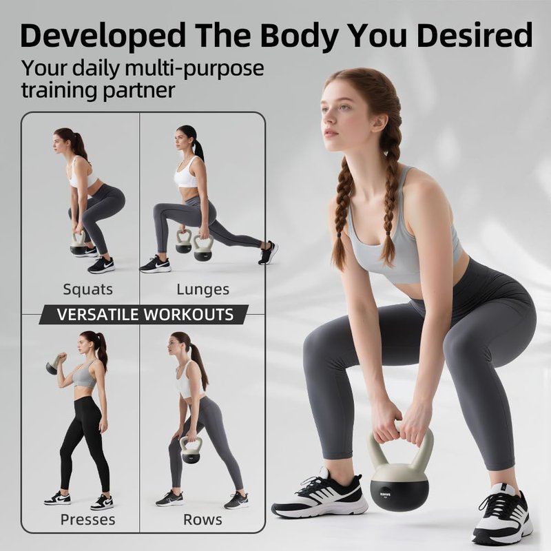 RUNWE 25 lb Kettlebell Soft - Sand Filled Kettlebell Hand Weight, Soft-Sided Cushioned Base,Safety Guaranteed Ideal for Men, Women, & Beginners