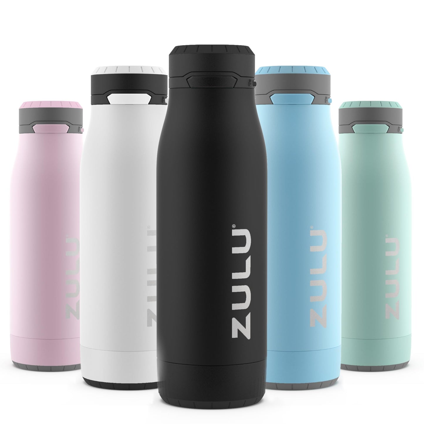 Zulu Ace 18oz Vacuum Insulated Stainless Steel Water Bottle with Chug Spout, Leak-Proof Locking Lid and Removable Base for School, Backpack, Sports, Gym, Travel, Ice Blue