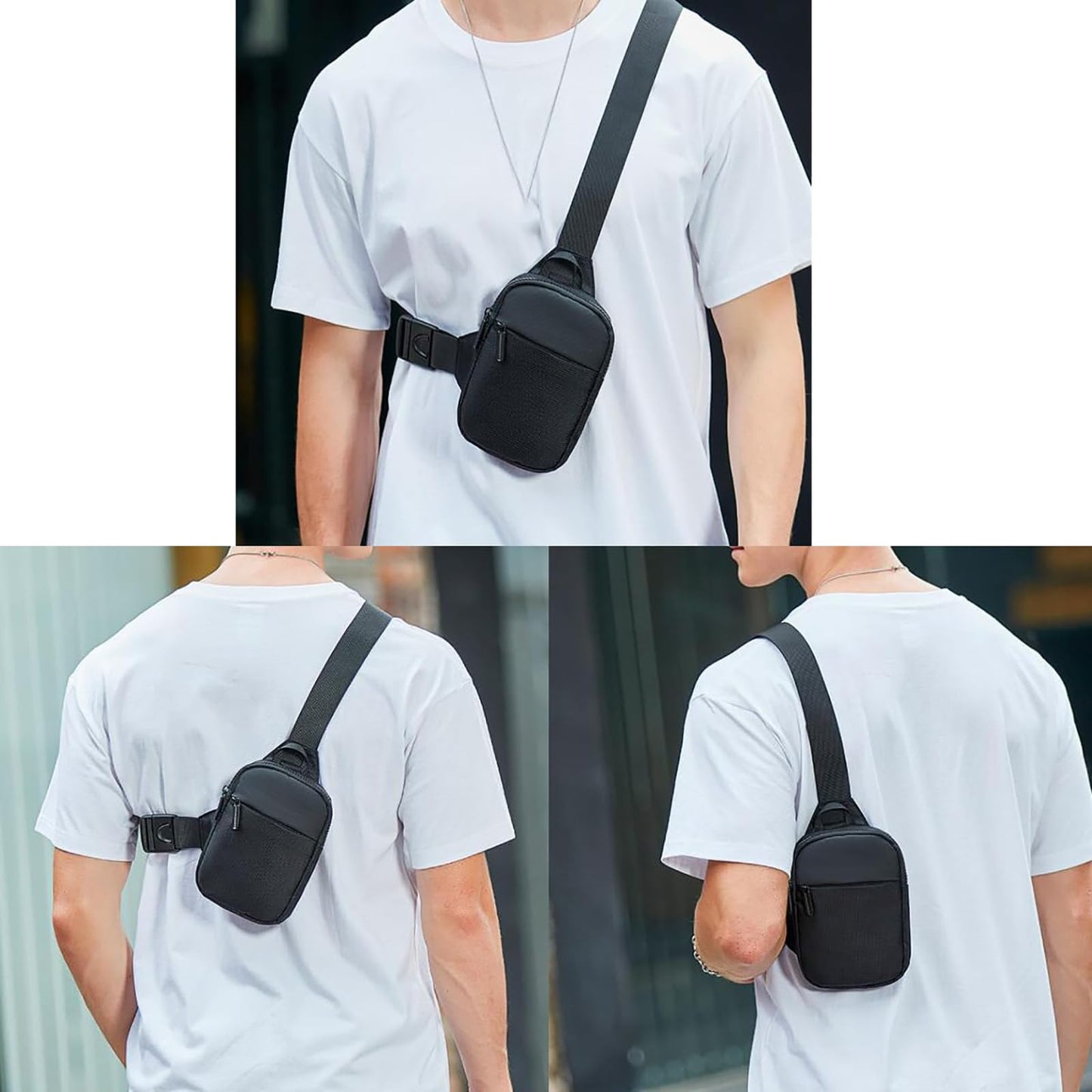 Qcvkou Concept Collective Travel Sling Bag, Concept Collective Bag, Waterproof Phone Chest Bag for Hiking Travel (White)