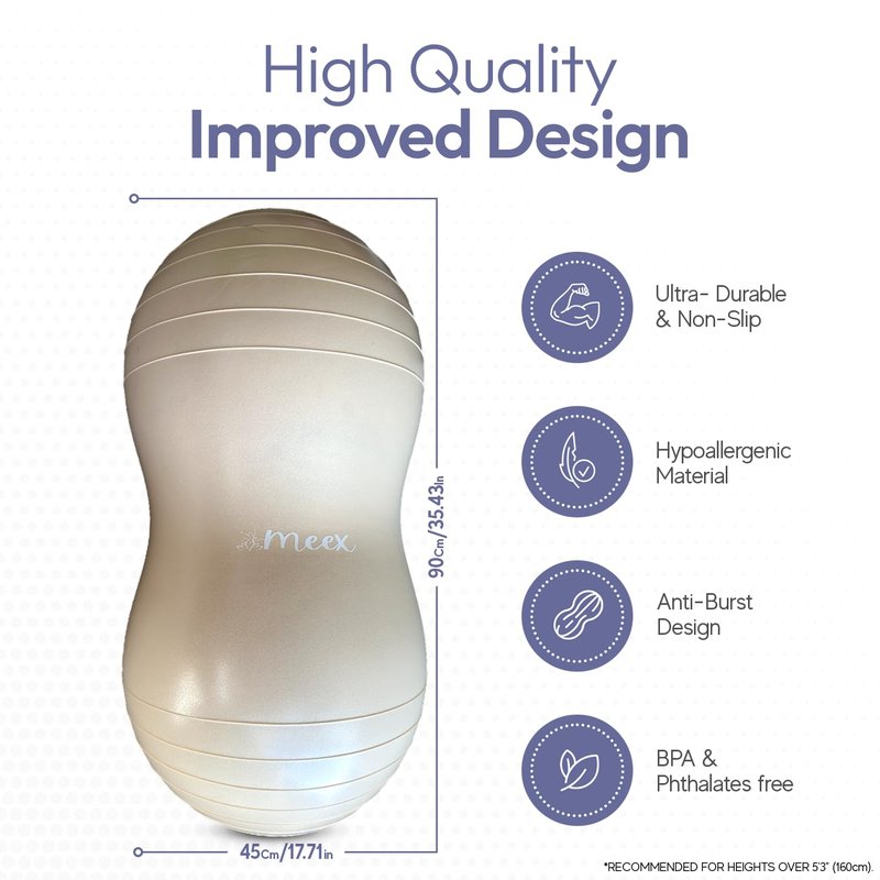 Peanut Ball Labor - Durable and Thick Birthing Ball for Pregnancy - Peanut Ball Pregnancy for Labor - Antiburst Birth Ball - Labor Ball - Peanut Exercise Ball - Pregnancy Ball - Ivory (Pump included)