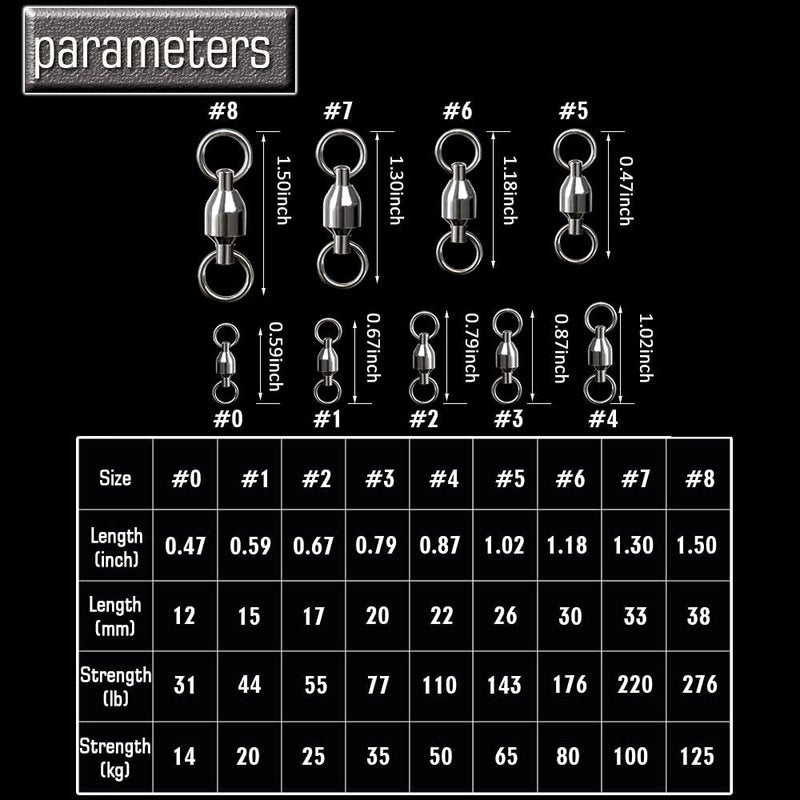 Barrel Ball Bearing Swivel Fishing Swivels - High Strength Stainless Steel Connector | Black Nickel Finish