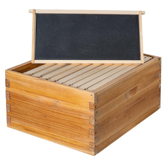 Honey Lake 10 Frame Langstroth Deep Brood Bee Hive Box Dipped in Beeswax, Sections of Wood for Beehives, Includes Beehive Frames and Waxed Foundations (Unassembled)