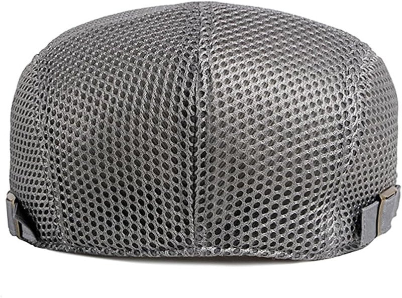 Men's Breathable Mesh Summer Hat - Adjustable Newsboy Beret Ivy Cap | Cabbie Flat Cap