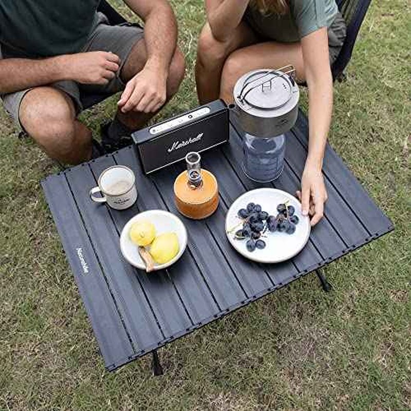 Naturehike FT11 Height Adjustable Camping Table, Ultralight Aluminum Roll Up Table with Carry Bag, Portable Backpacking Camp Table for Hiking Picnic Fishing Beach