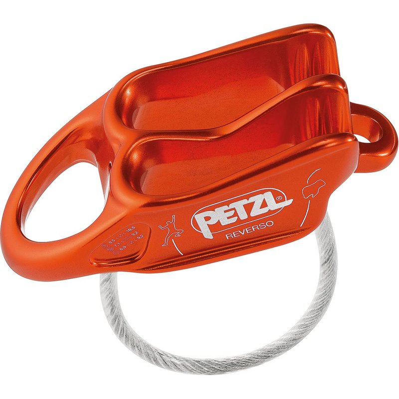 PETZL REVERSO Belay Device - Red/Orange