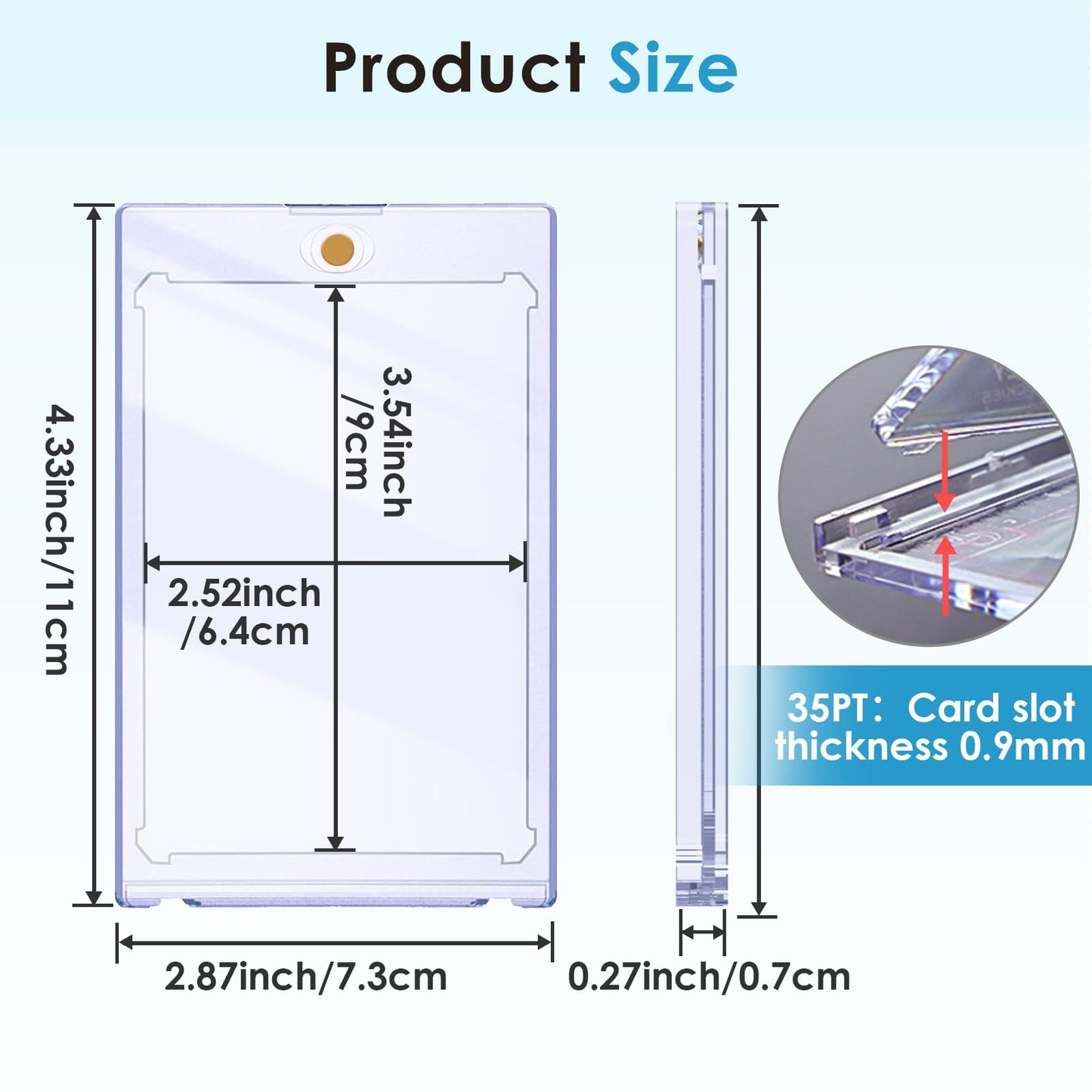 SAMYUCHO 100ct Magnetic Card Holder, 35pt Magnetic Card Holders for Trading Cards Display Case Protectors Sleeves Hard Plastic Cover for Sports Game Cards