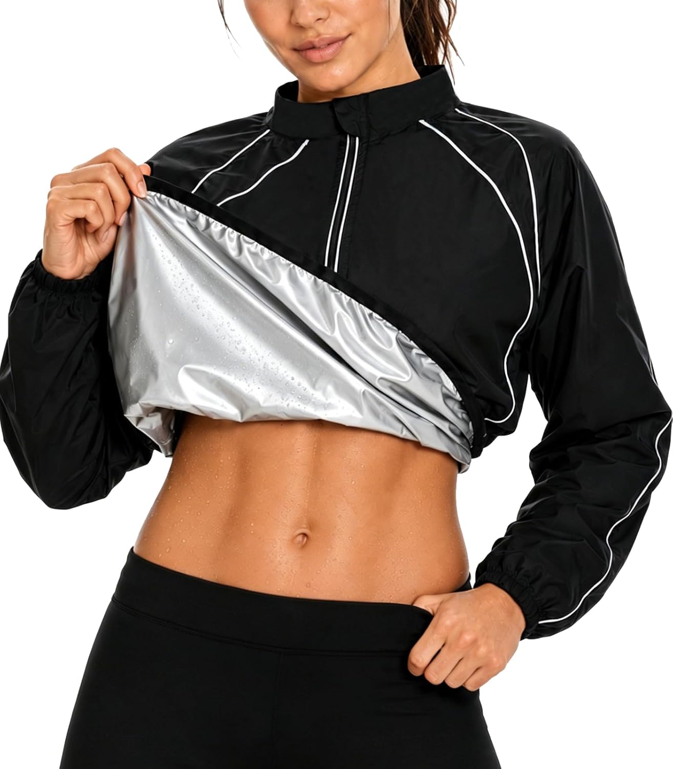 Sauna Suit for Women - Long Sleeve Zipper Sweat Jacket for Gym Workout & Running | Fitness Apparel