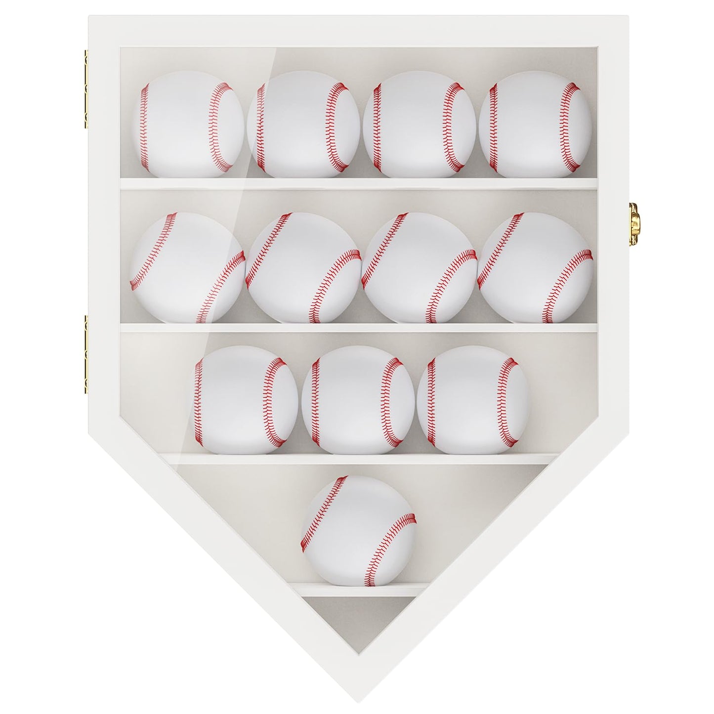 TJ.MOREE 12 Balls Baseball Display Case Wall-Mounted, Durable Wood White