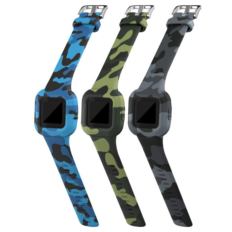 RuenTech Compatible with Garmin Vivofit jr 3 Bands, Replacement Silicone Wristband Camouflage Watch Straps for Vivofit jr. 3 Fitness Tracker (Camo-3pcs)