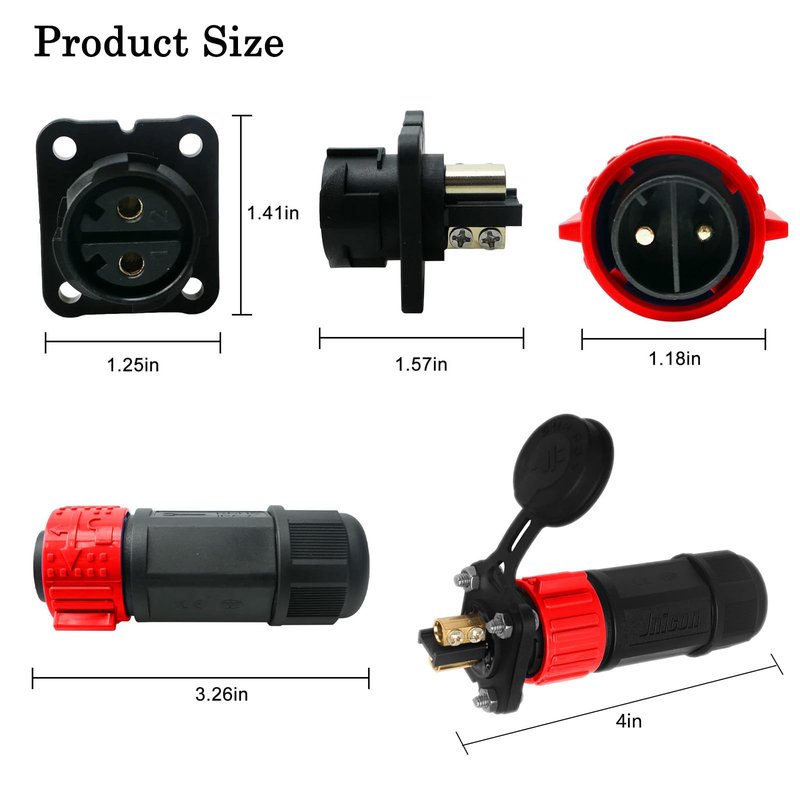 GaiRen Trolling Motor Plug and Circuit Breaker 60Amp Kit, Trolling Motor Connector with Receptacle 12/24/36/48 Volt Marine Boat Power Waterproof IP67 Compatible with 8 AWG wire Red