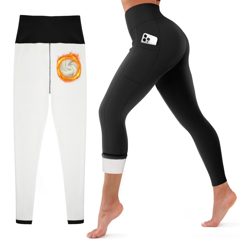 CHARMKING Women's Fleece Lined Thermal Leggings - High Waisted Winter Yoga Pants with Pockets | Cold Weather Compression Tights(Black,Small)