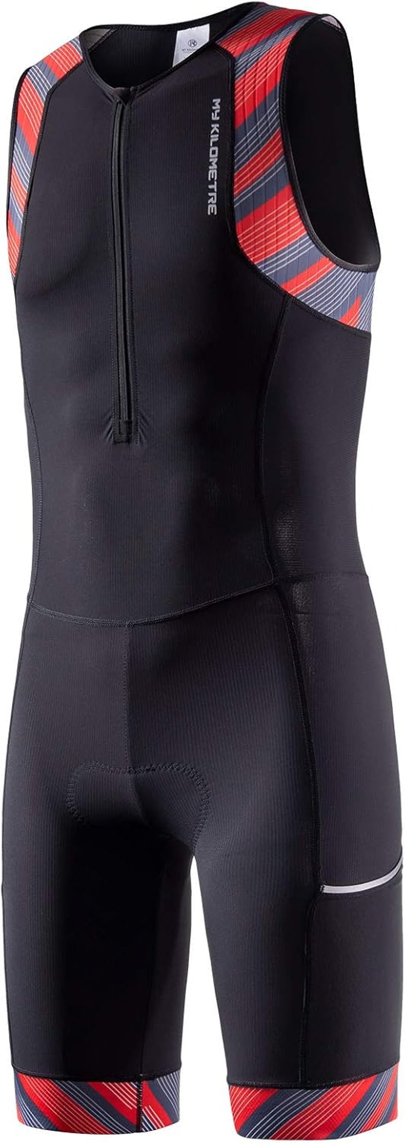 MY KILOMETRE Triathlon Suit for Men - One-Piece Sleeveless Quick-Dry Design with Pockets