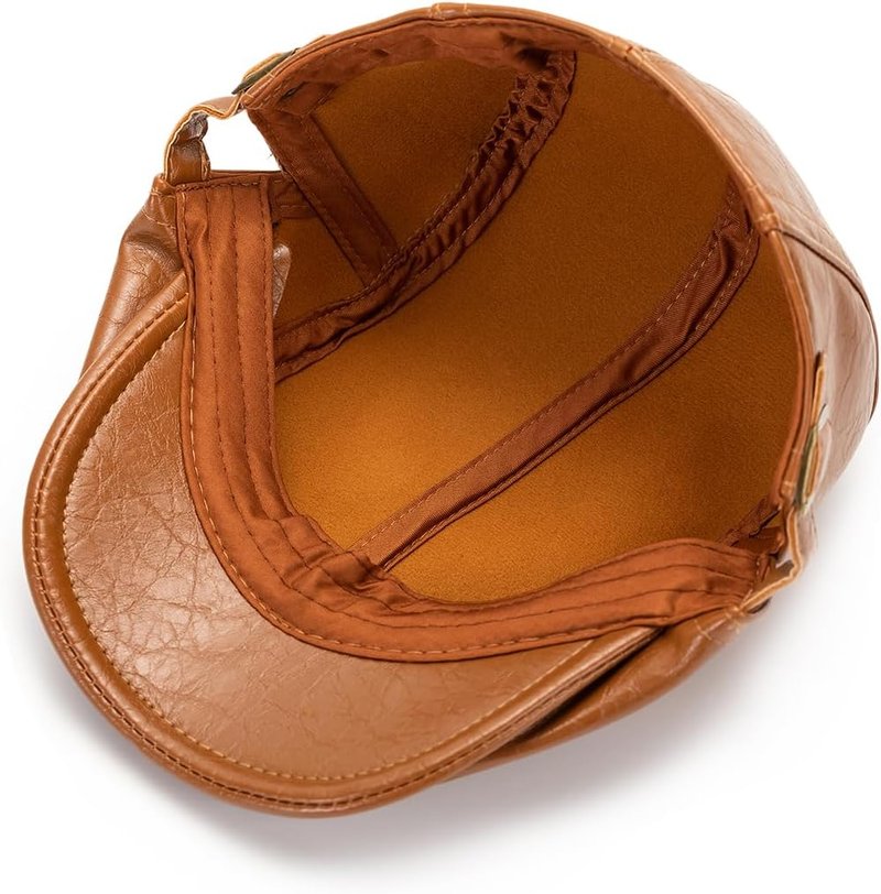 Men's Adjustable PU Leather Ivy Cap - Classic Newsboy Hat for Golf & Driving | Stylish Beret for Women
