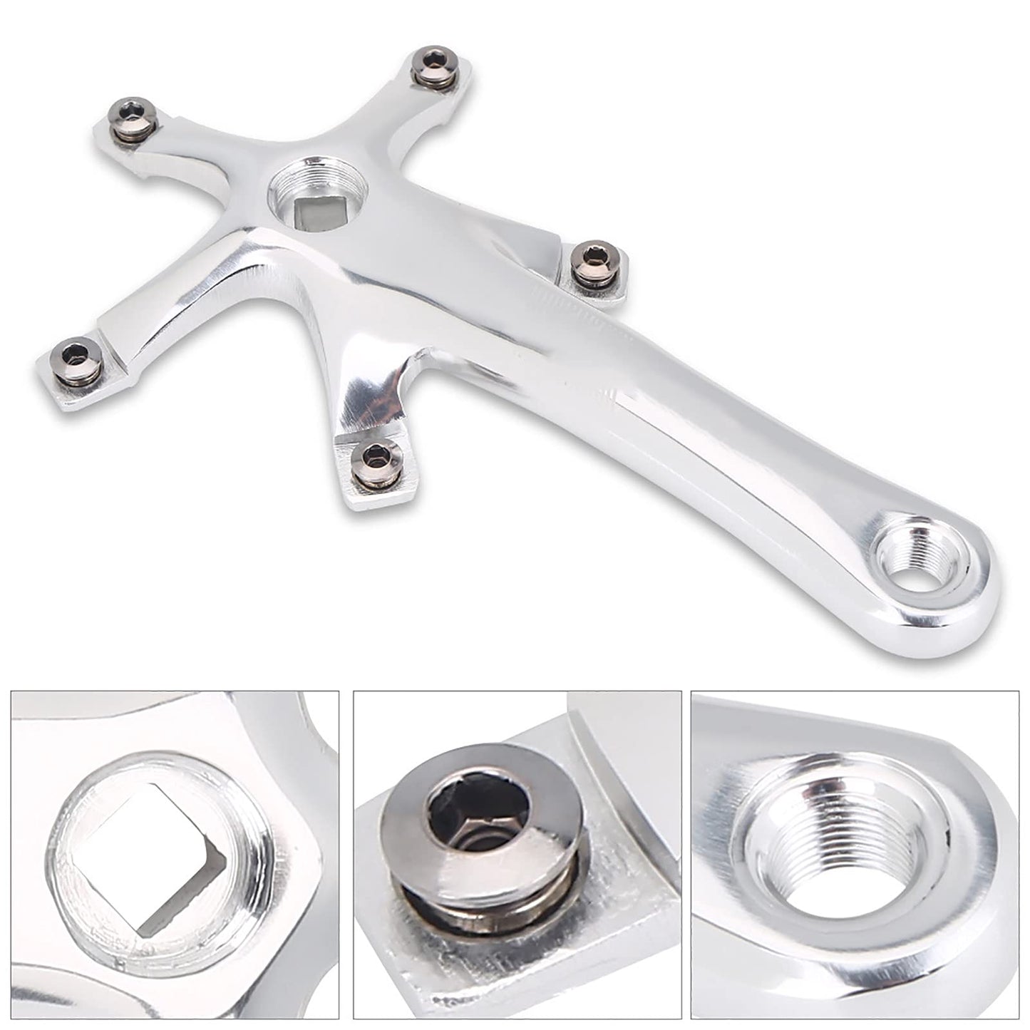 Bike Crankset, Bike Crank Arm Set, Aluminium Alloy Bike Single Speed Crankset, Left and Right Crank Arms Repair Parts for Mountain Bike, Road Bike (1 Pair)