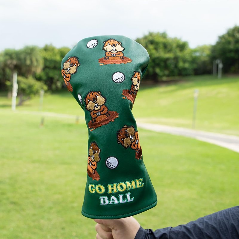 Barudan Golf Groundhog Golf Rotatable # 3 5 7 Wood Head Cover - PU Leather 3 Wood Head Cover Funny Golf Headcover for Men Fits for All Brand Fairway Woods