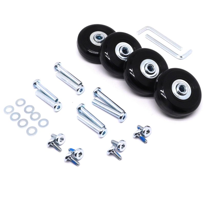 ZHMEINA 50mm x 18mm Luggage Wheels Replacement Set, Suitcase Replacement Wheels, Set of 4 PU Roller Swivel Wheel with Bearing ID 6mm, Axles 32mm & 36mm, for Trolley Carry-on Roller Travel Bags
