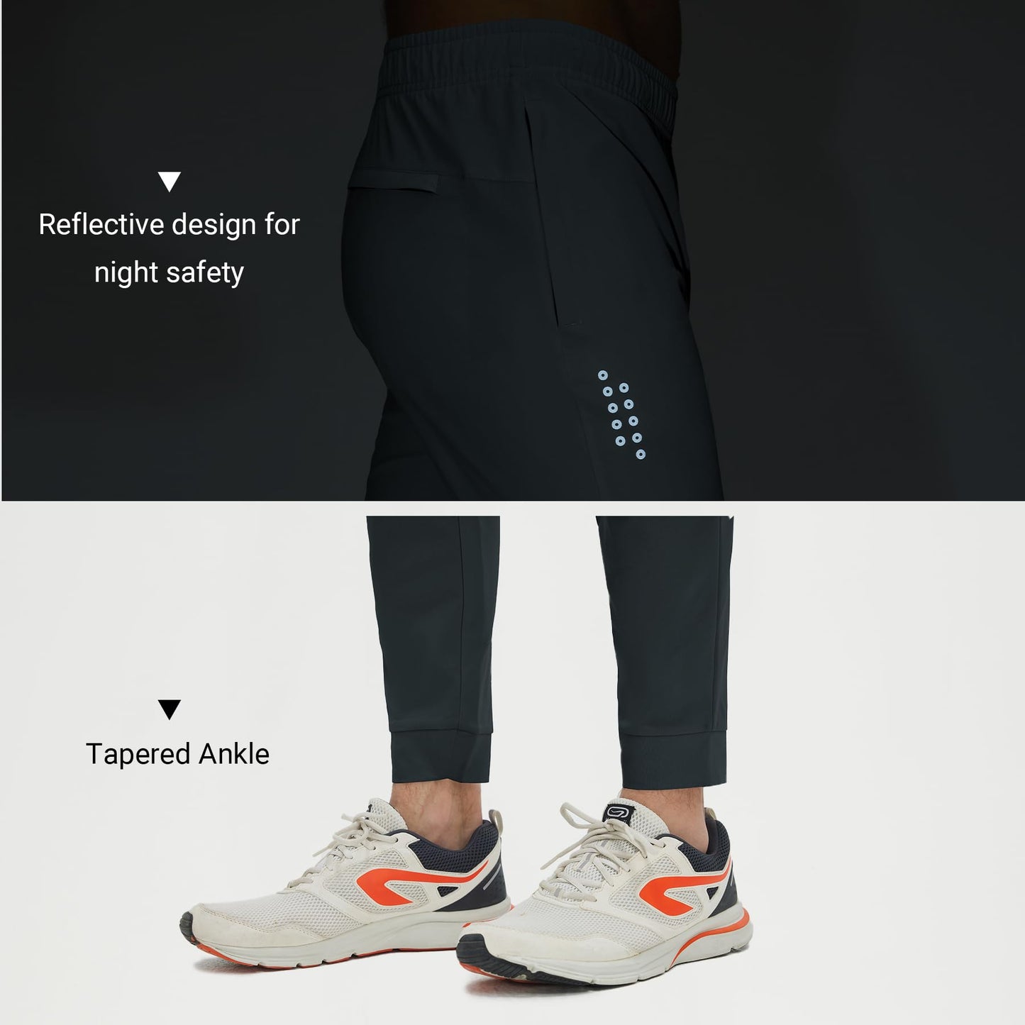 M MAELREG Joggers for Men with Zipper Pockets Sweatpants Stretch Running Workout Gym Jogging Golf Joggers Pants Men Dark Grey