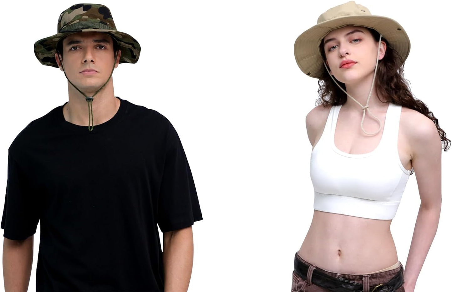 Sun Hats for Men Women Bucket Hat UPF 50+ Boonie Hat Foldable UV Protection Hiking Beach Fishing Summer Safari(1pack-Light camo)