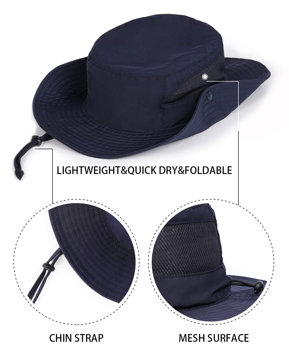 Zylioo Large UPF 50+ Sun Hat for Men & Women, Lightweight Adjustable Boonie Hat, Foldable Cooling Safari Fishing Hat