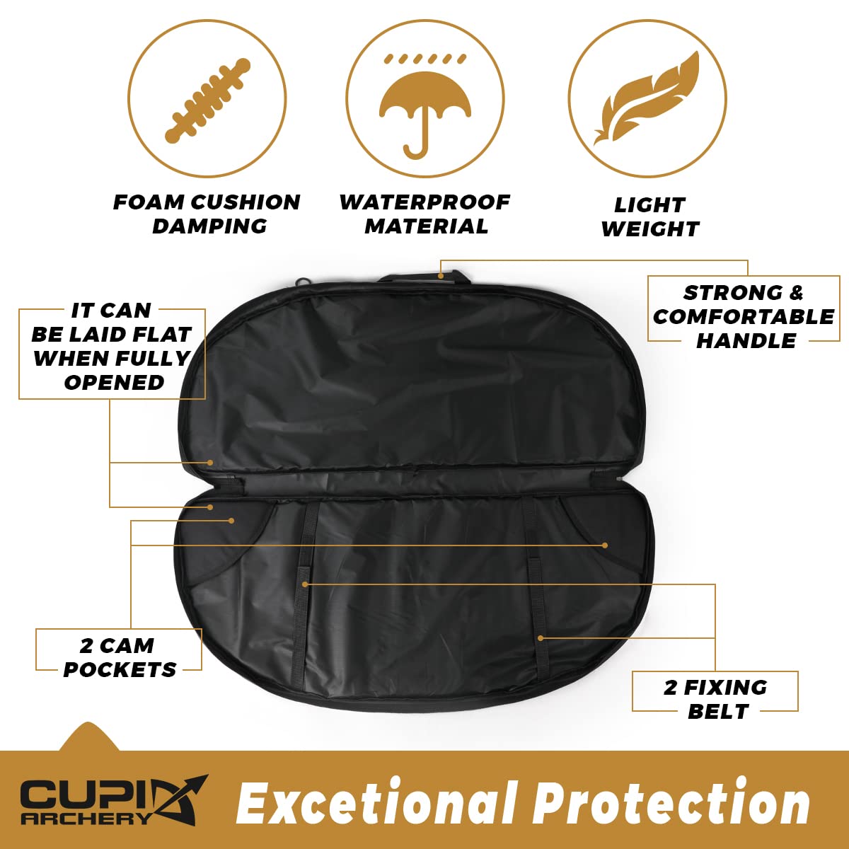 LWANO Compound Bow Case Soft Light-Weight Bow Bag with Arrow Pocket and Backpack Straps