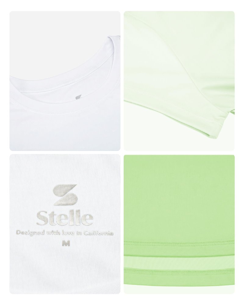 Stelle Athletic Shirts for Girls Short Sleeve Active T Shirts Sports Crewneck Dry Fit Tops Kids Teens Gym Workout Summer Tee,Neon Yellow,8-9 Years