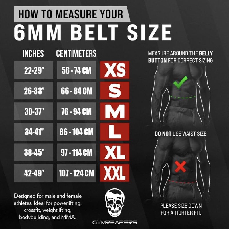 Gymreapers Weightlifting Belt 6MM Genuine Leather - Double Prong Power Belt Heavy Duty 4-Inch Wide - Strong, Stabilizing Back Support for Deadlifts, Squats Powerlifting (Black, Medium)