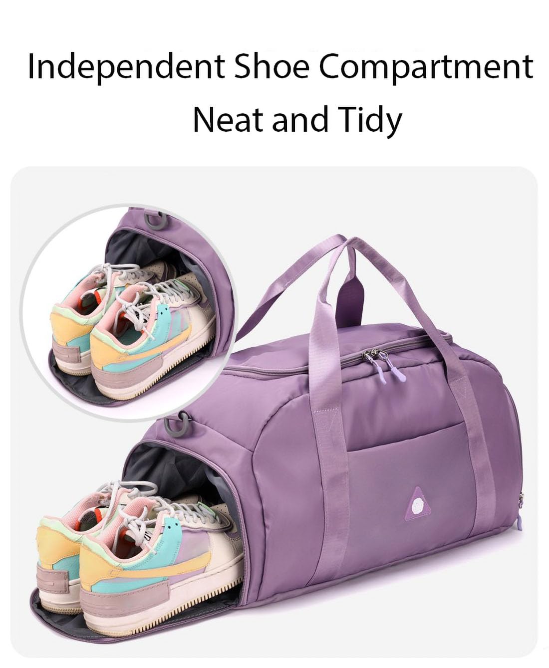 Sports Gym Bag Travel Duffle Bag Dry Wet Pocket & Shoes Compartment for Women and Men (Purple Gym Bag with Shoes Compartment)