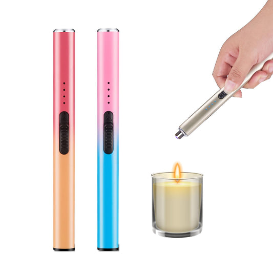 2 Pack Electric Lighters for Candle,Arc Candle Lighter with USB Charging,Flameless Windproof,Aromatherapy,Candles,BBQ,Kitchen,Camping,Gifts for Women, Mom, Thanksgiving, Christmas. (Gradient Colors)