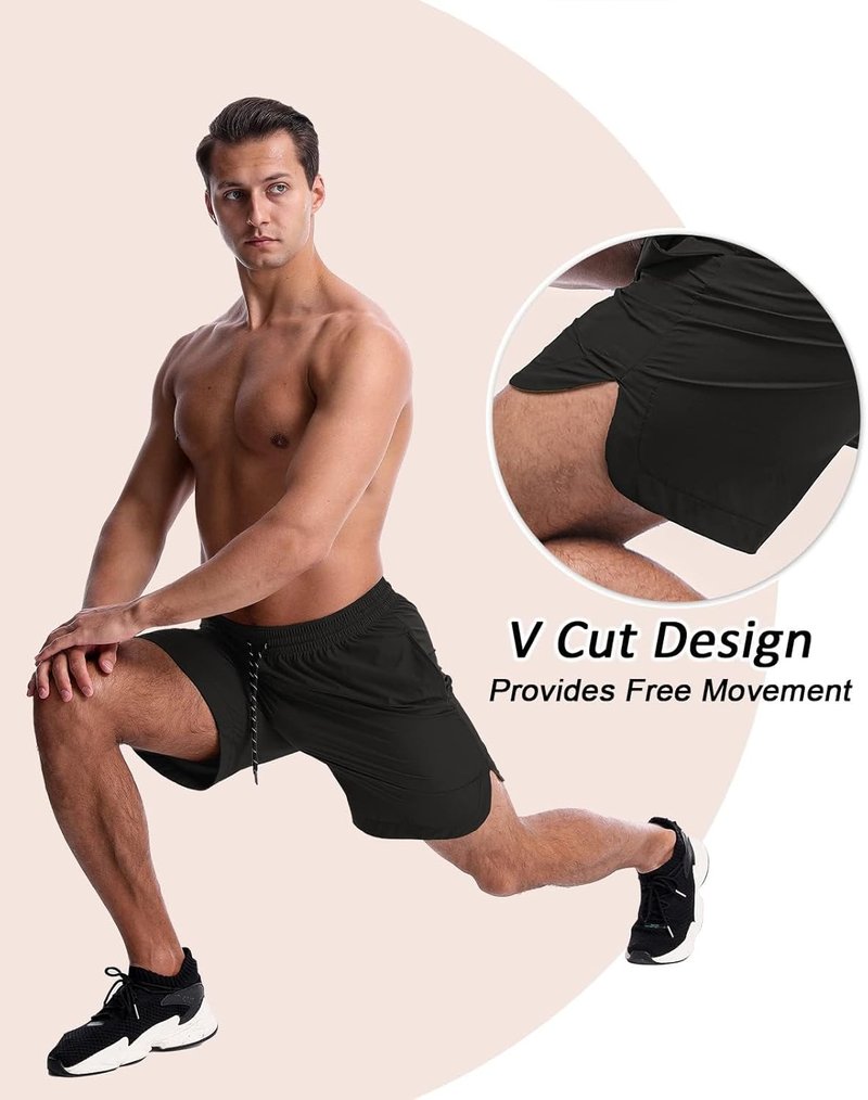 Men's Running Athletic Shorts - 7'' Quick Dry Sports Gym Shorts with Pockets | 2 Pack
