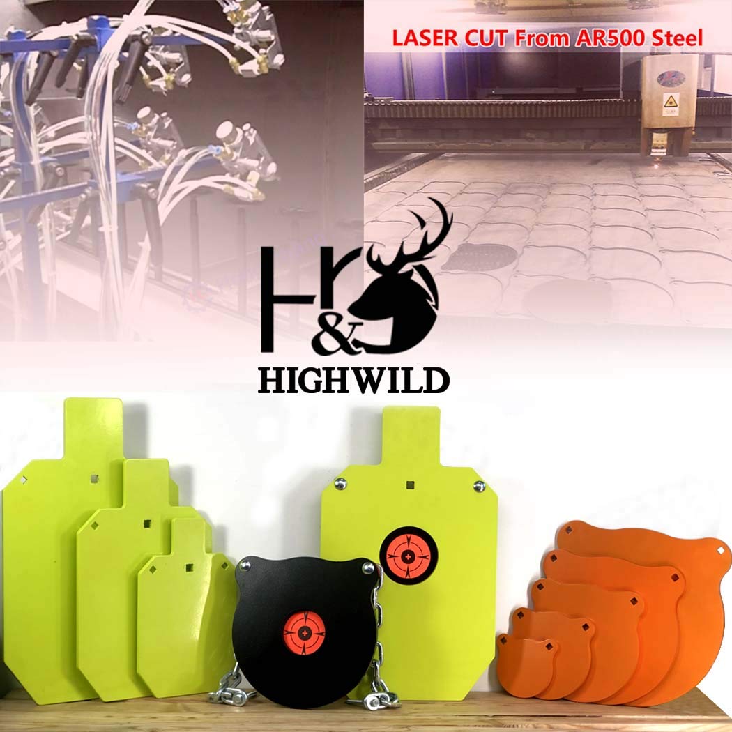 Highwild Steel Target Stand AR500 Shooting Target System (Stand, Mounting Kits & 4"+6"+6"+8"+8"+10" Gongs)