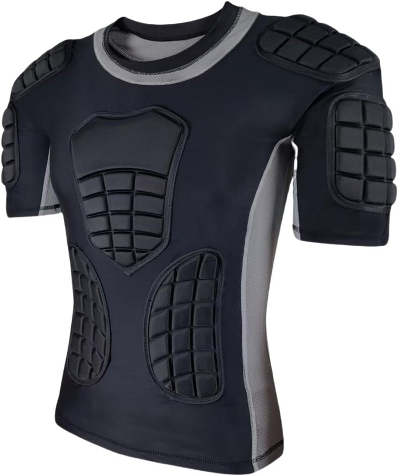 Men's Padded Football Shirt - Impact Protection for Rugby & Baseball | Chest, Rib, Back, Shoulder Pads