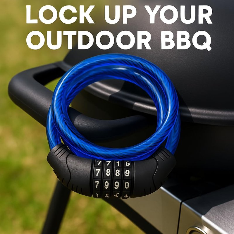 Bike Lock Cable 4 Ft Resettable Combination Bicycle Lock 10mm Steel for Bikes Scooters Gates Outdoor Use Blue