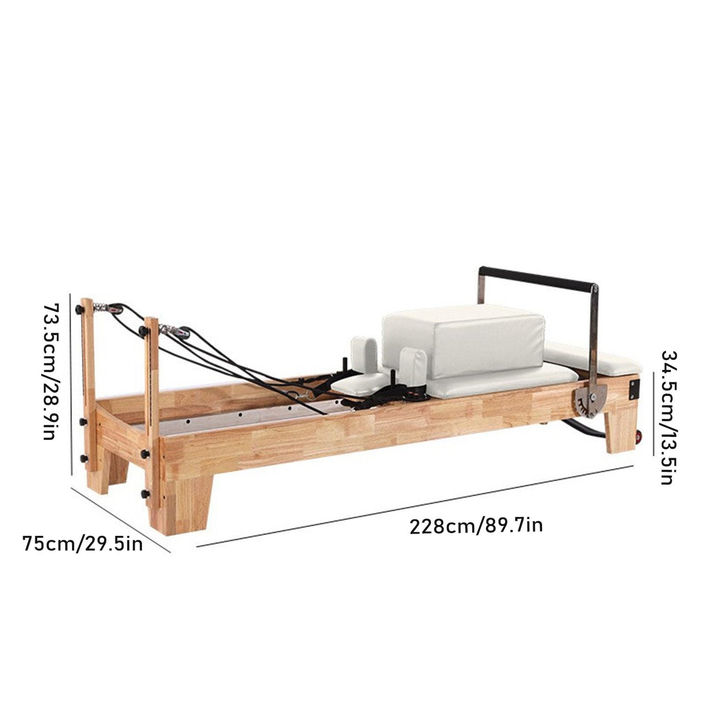 Pilates Reformer,Wood Pilates Fitness Equipment for Home and Studio,Pilates Reformer Machine with Reformer Box, Padded Jump Board